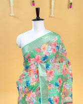SC3627 - Linen Saree With Sparkling Stone And Embroidery All Over